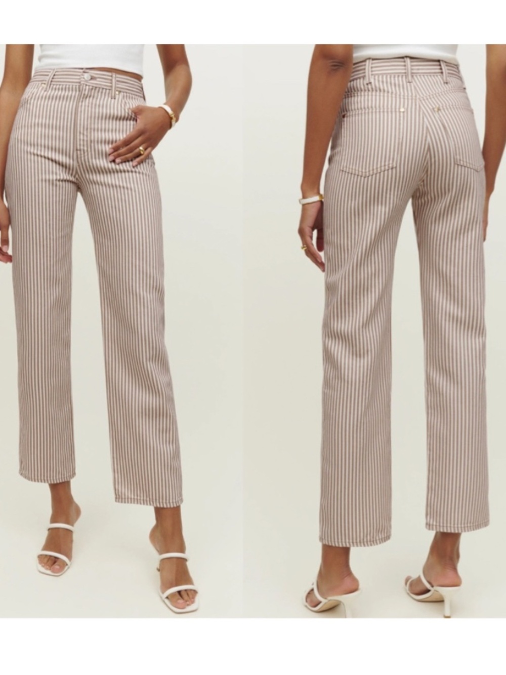 Reformation NWT Cowboy Striped High Rise Straight Jeans (28)